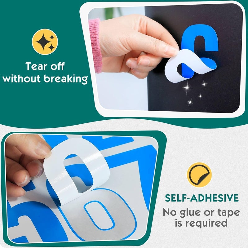 Seloom 13 Sheets Alphabet Stickers,4 Inch Large Vinyl Letter Number Stickers Self Adhesive,Waterproof Numbers Alphabet Letters Labels for DIY Crafts,Mailbox,Notebook,Door,Water Bottles,Car(Blue) - Image 4